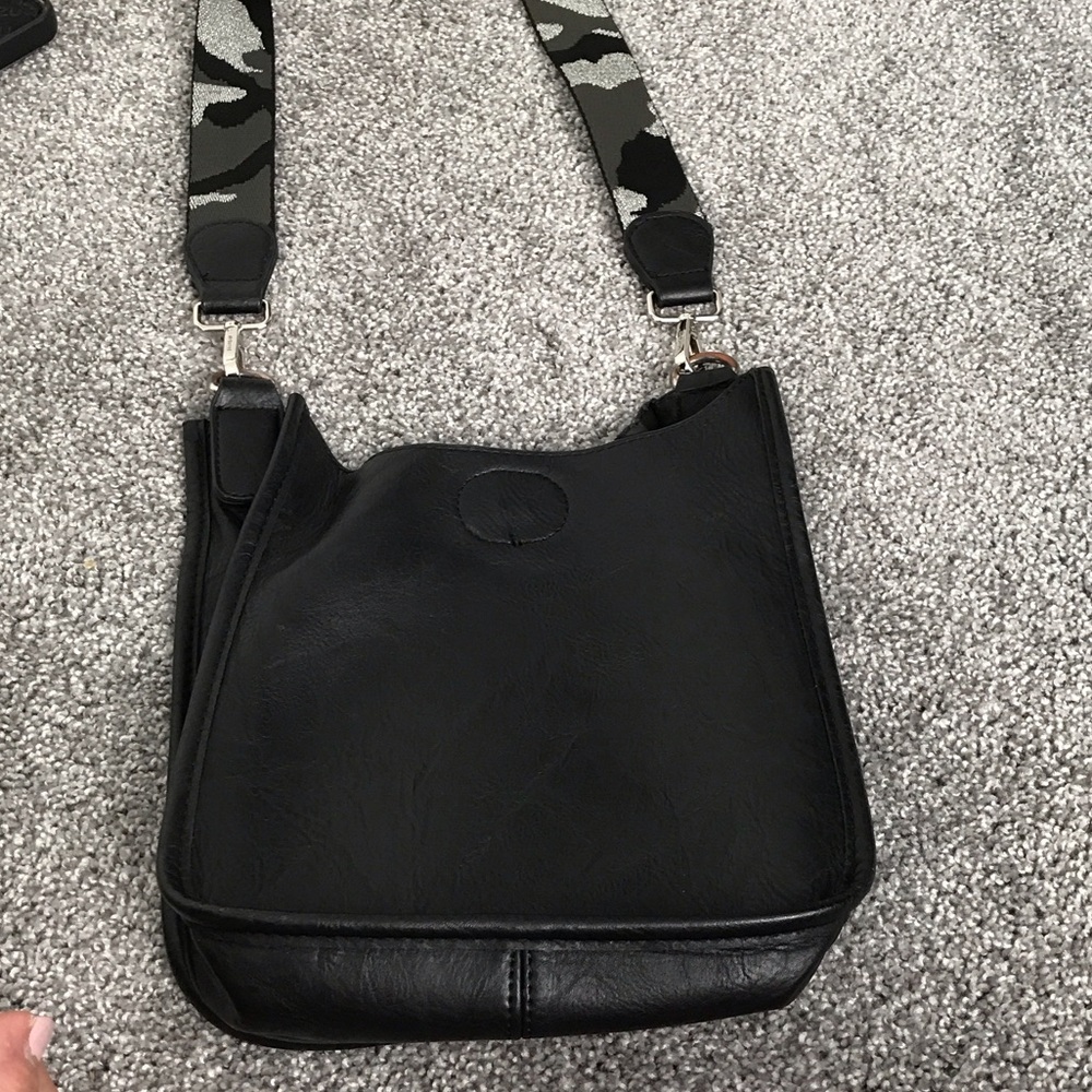 Black Crossbody Bag with Camouflage Strap
